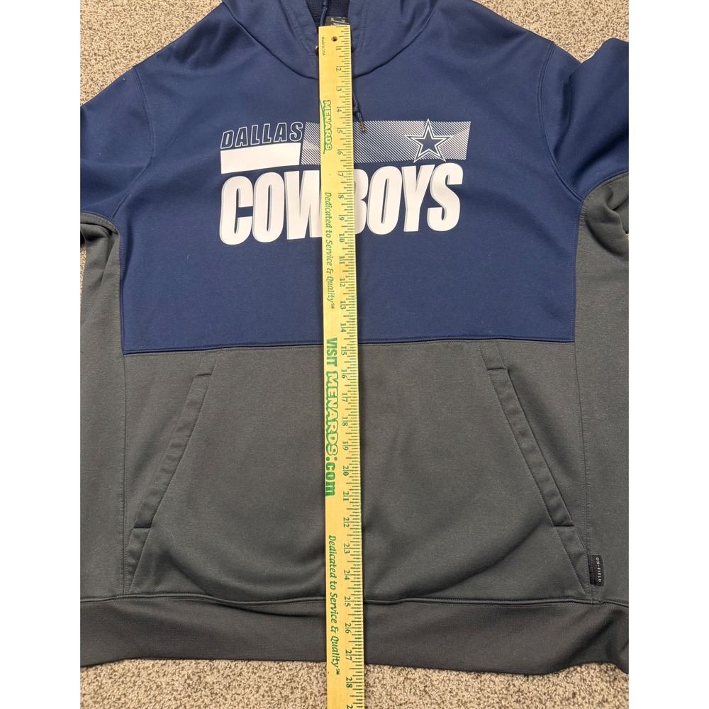 Nike NFL Dallas Cowboys Dri-FIT Hoodie Mens XL Navy Grey Colorblock Sweatshirt - Picture 5 of 9